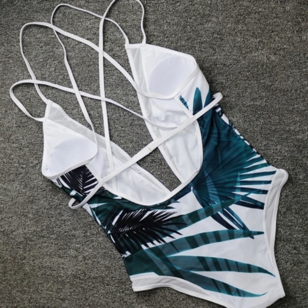 🔥SALE🔥Crossback palm Print One Piece Suit - Picture 3 of 4